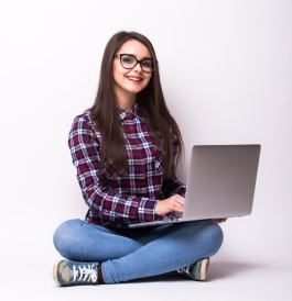 Student learning with laptop