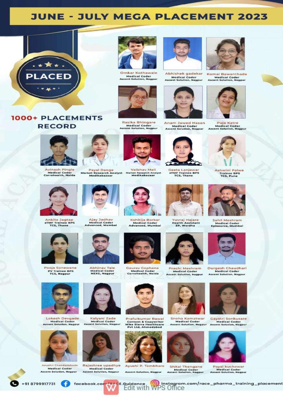 RACE medical coding placement poster – healthcare job success 2023