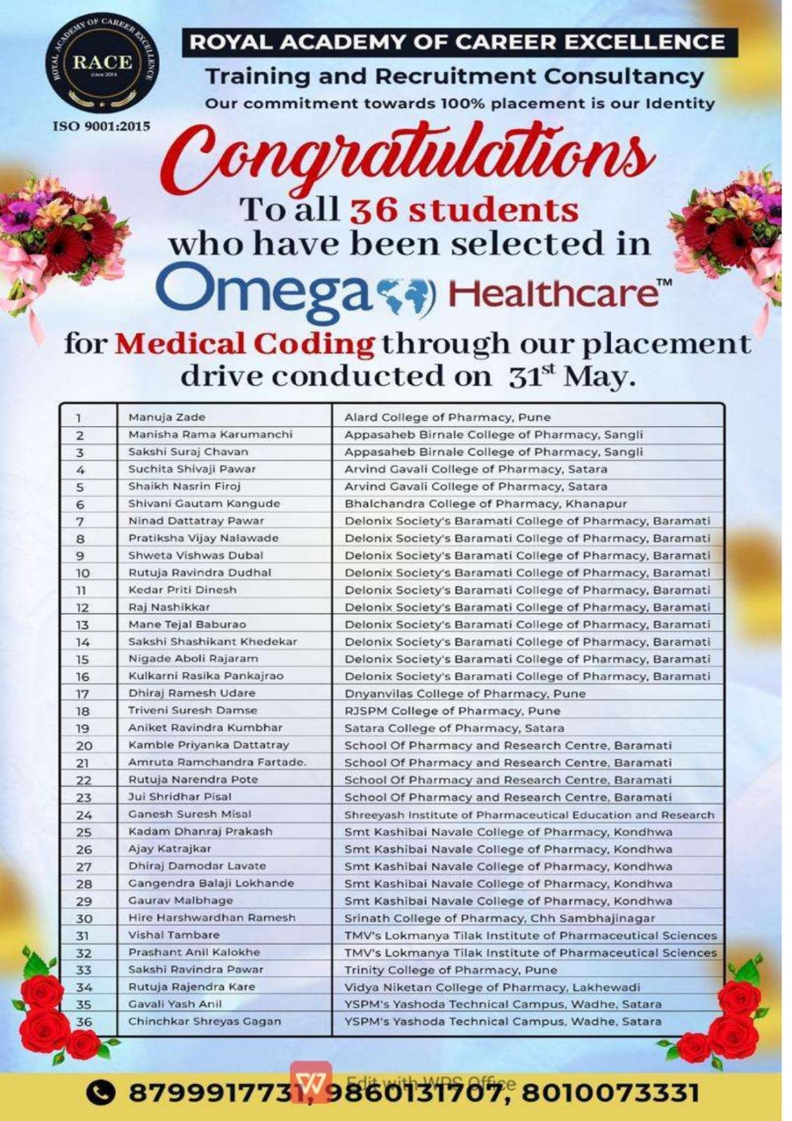 RACE medical coding placement poster – healthcare job success 2024