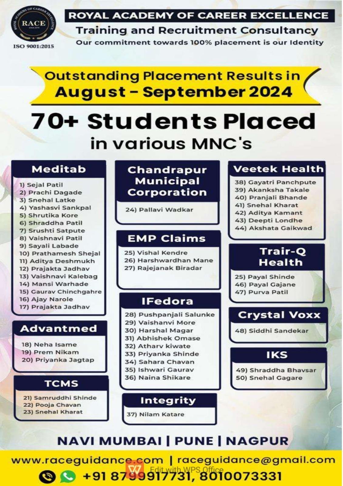 RACE medical coding placement poster – healthcare job success 2024