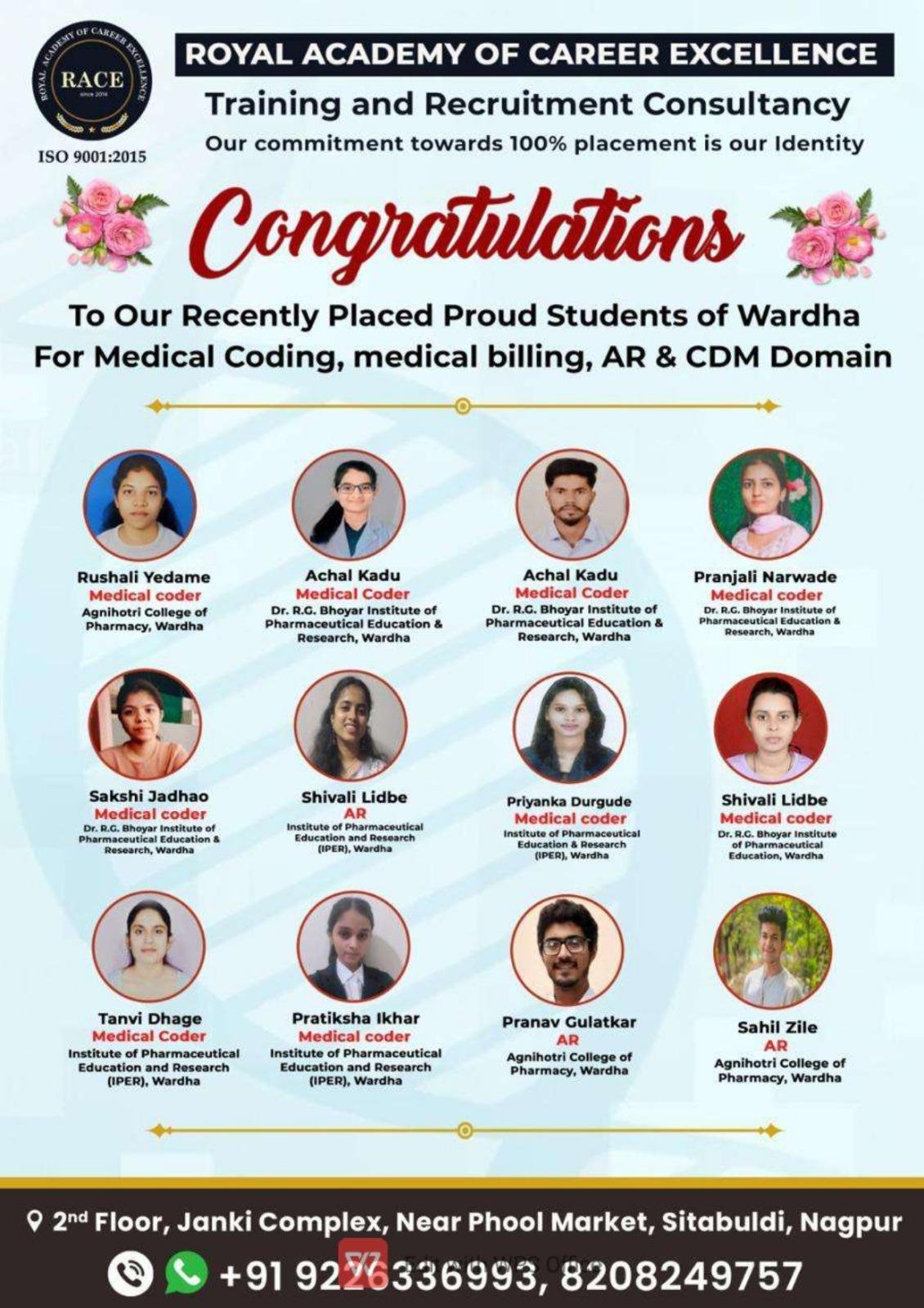 RACE placement drive 2024 – medical coding and healthcare campus hiring event