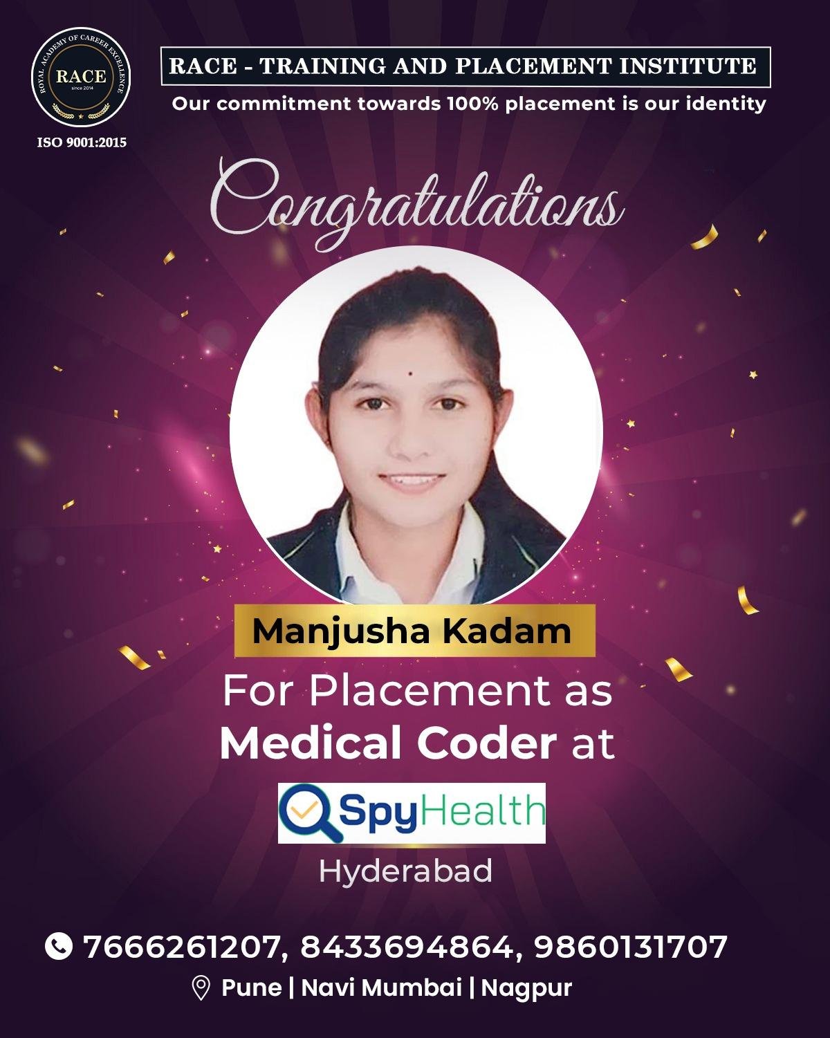 RACE medical coding placement poster – healthcare job success August 2025