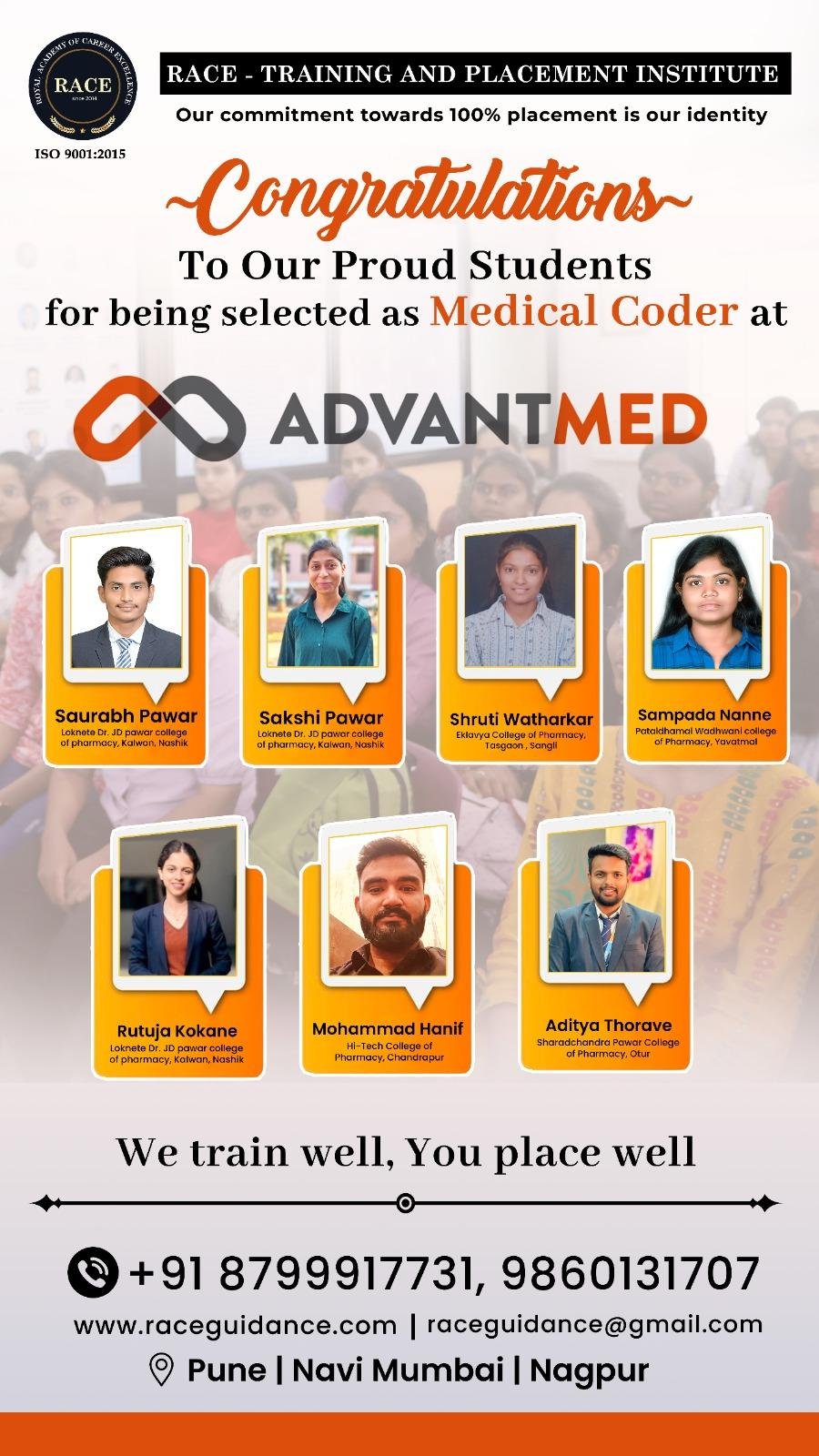 RACE medical coding placement poster – healthcare job success July 2025