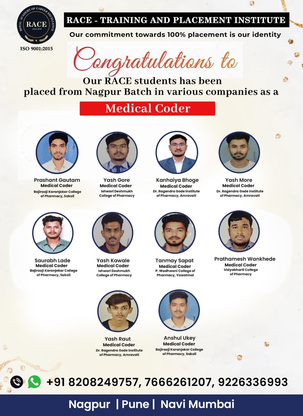 RACE medical coding placement poster – healthcare job success September 2025