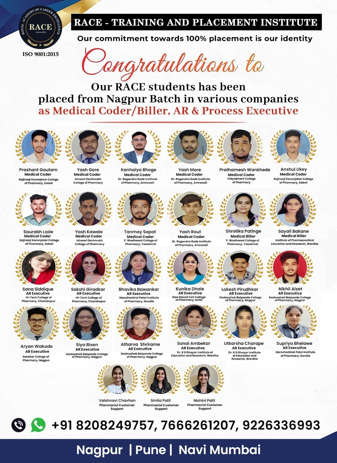 RACE student success story – medical coding and healthcare placement September 2025