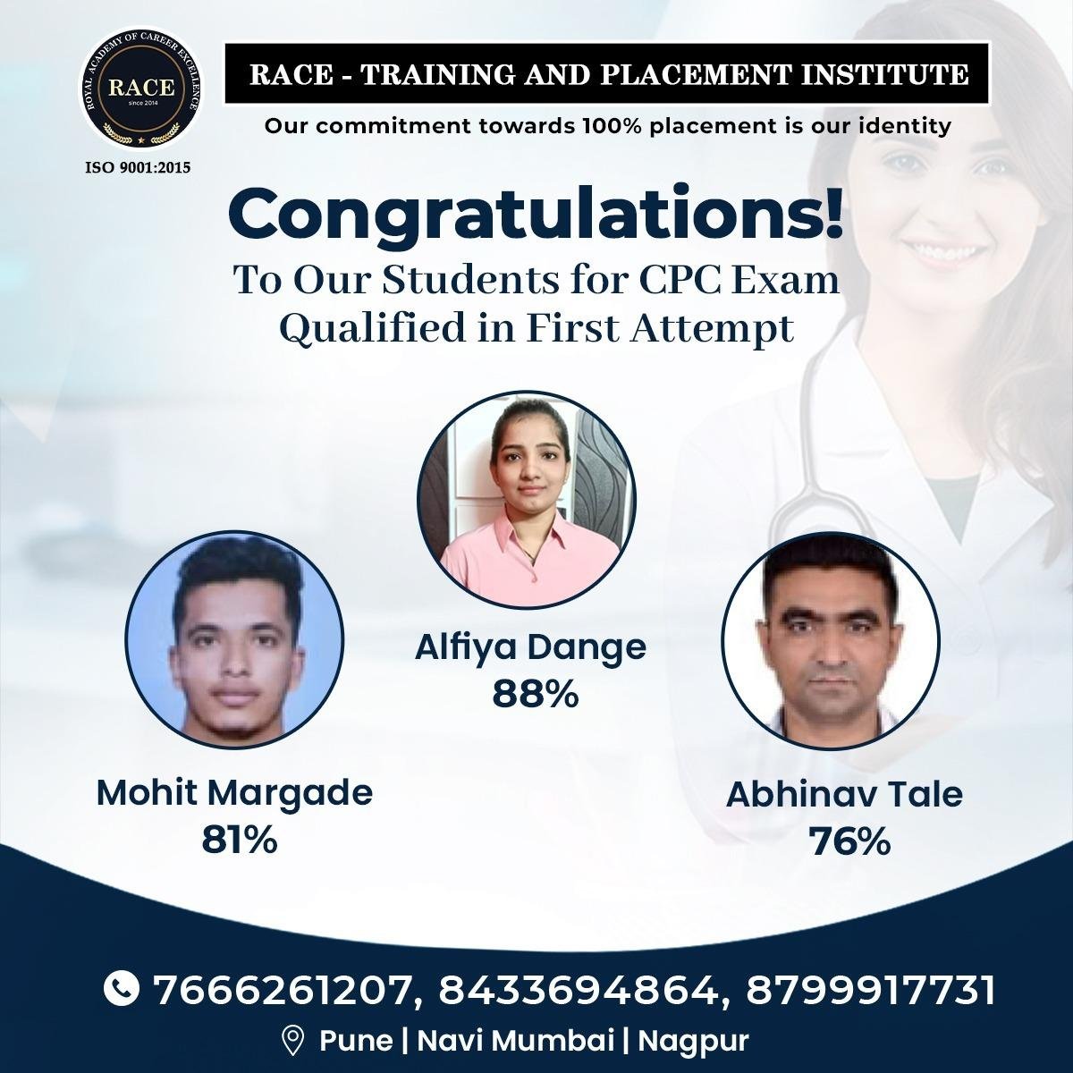 RACE medical coding placement poster – healthcare job success October 2025