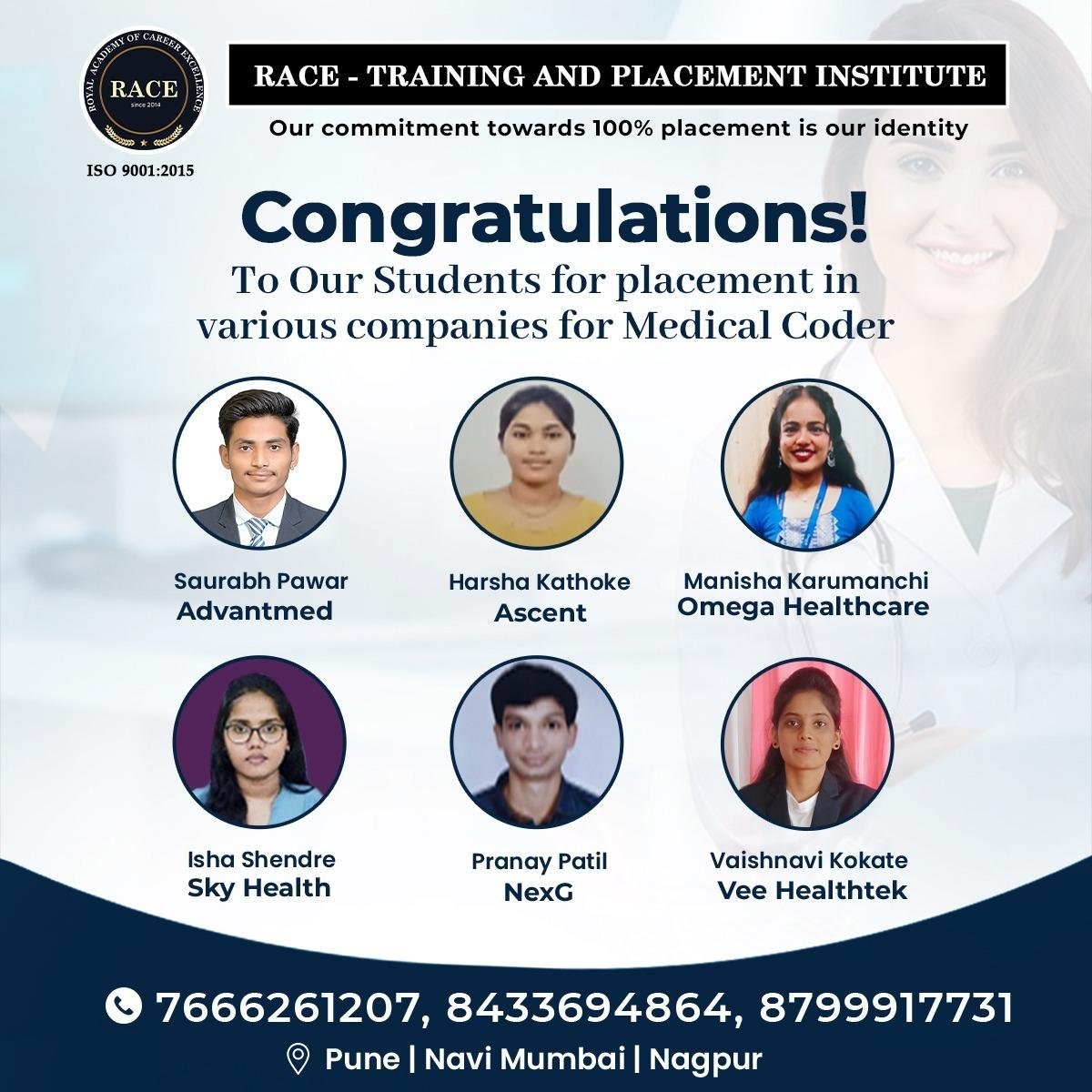 RACE medical coding placement poster – healthcare job success October 2025