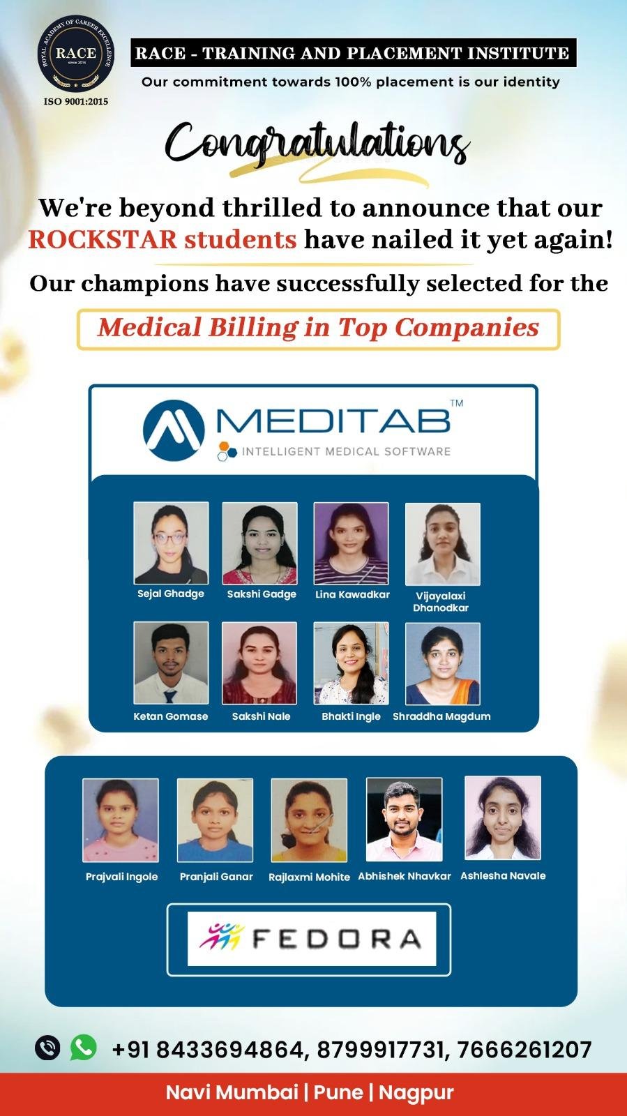 RACE medical coding placement poster – healthcare job success December 2025
