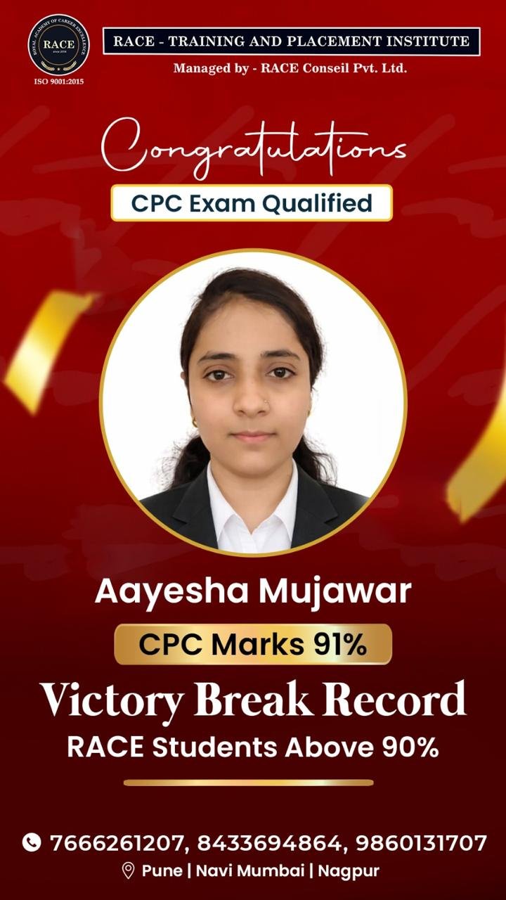 Aayesha Mujawar - CPC Marks 91%