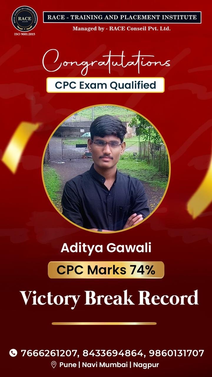 Aditya Gawali - CPC Marks 74%