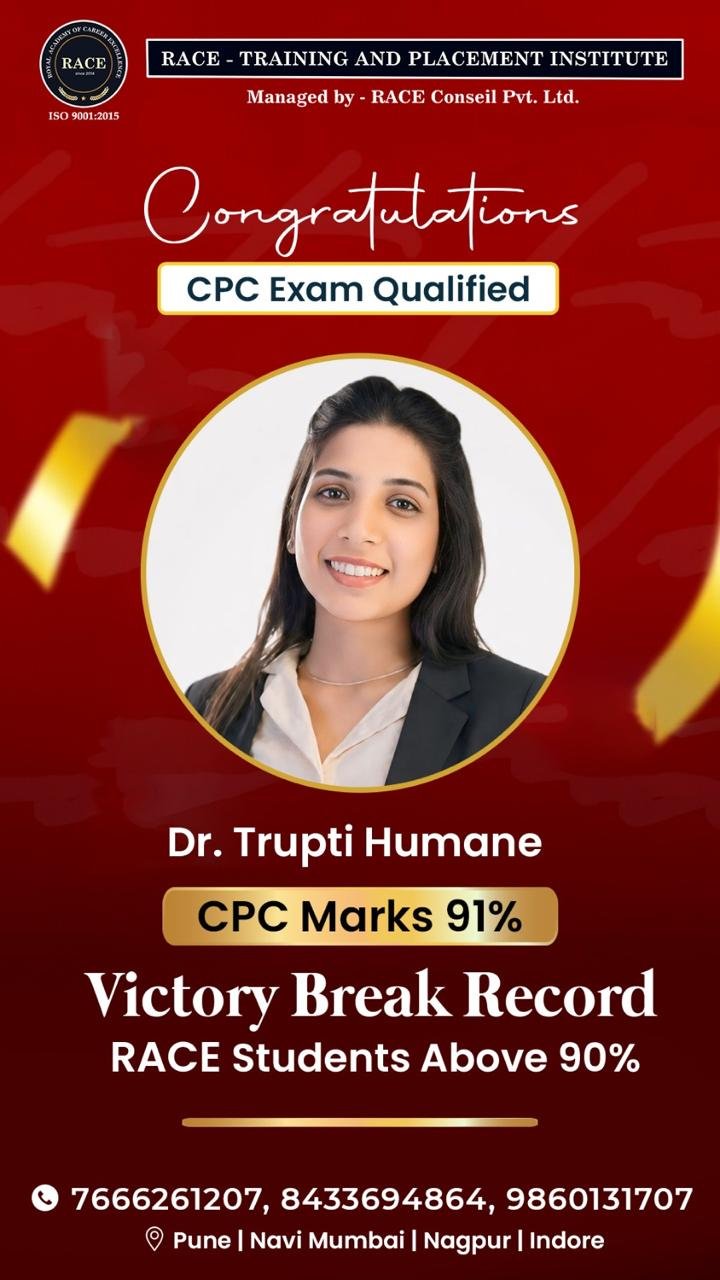 Dr. Trupti Humane - CPC Marks 91%