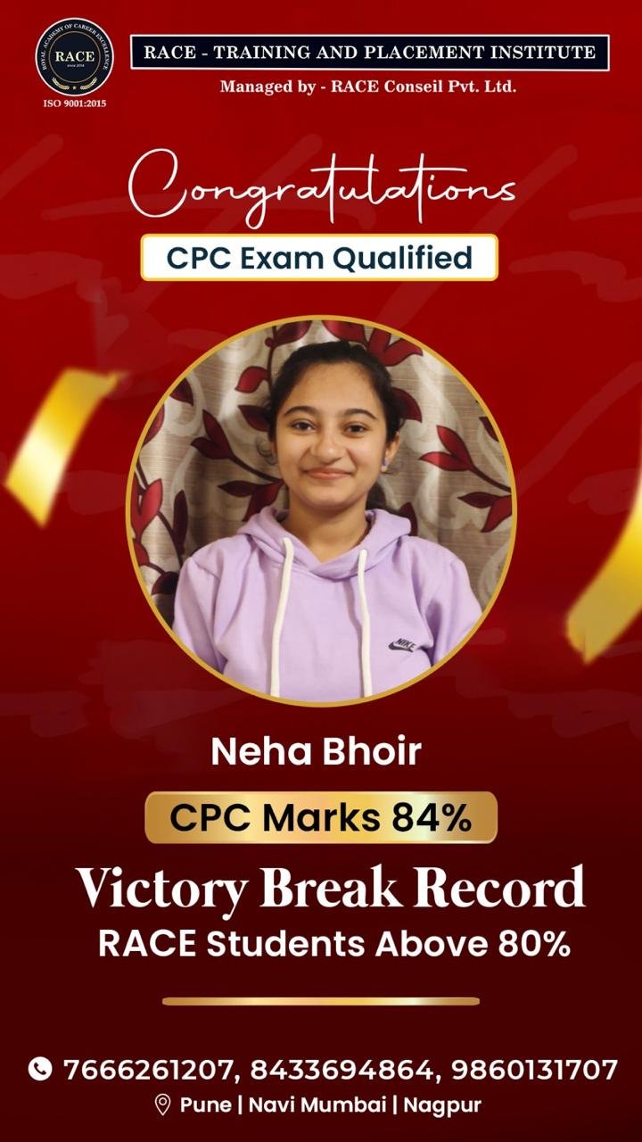 Neha Bhoir - CPC Marks 84%