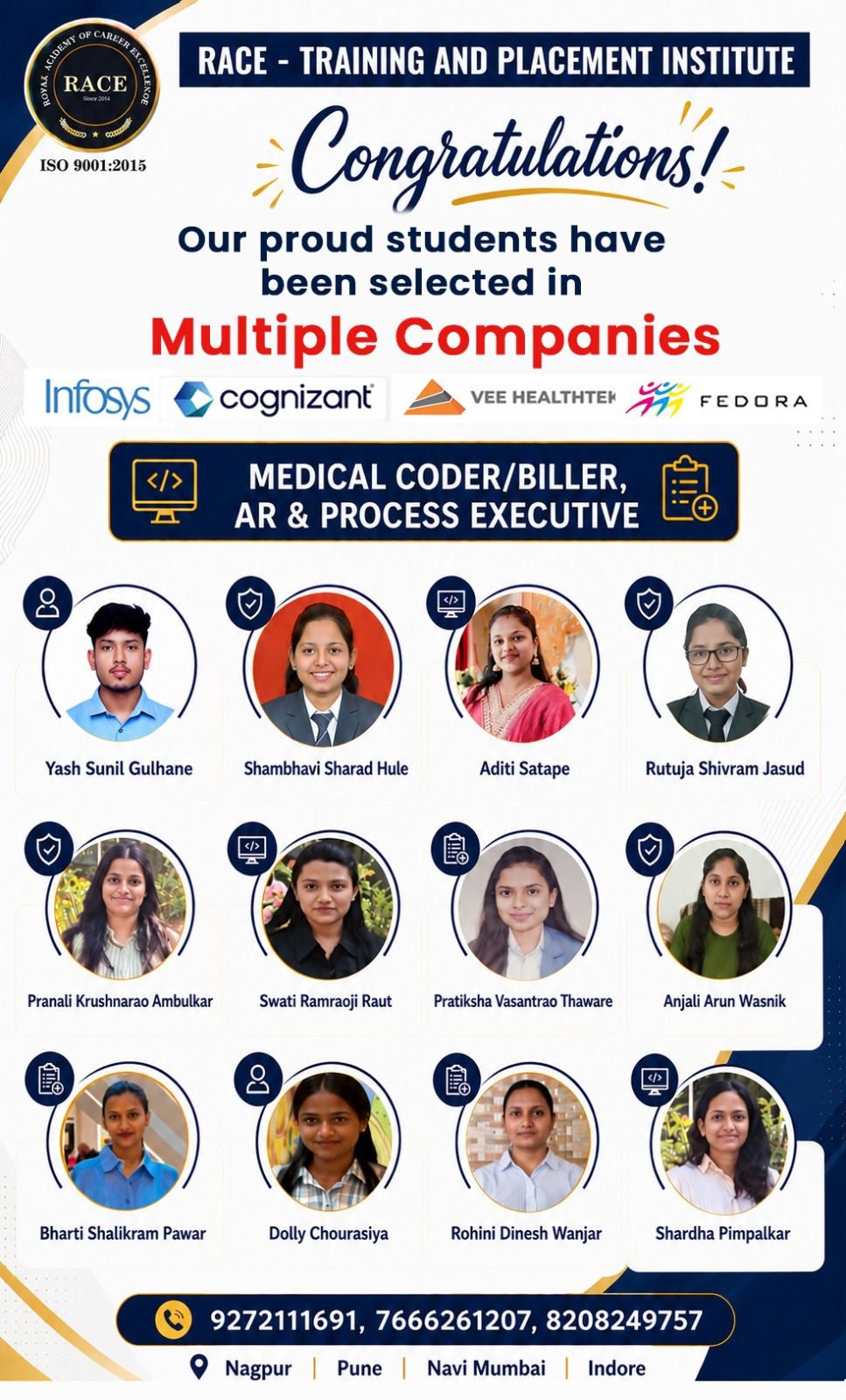 RACE medical coding placement poster – healthcare job success 2026