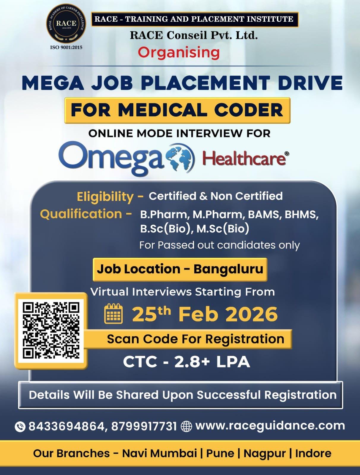 RACE placement drive 2026 – medical coding and healthcare campus hiring event