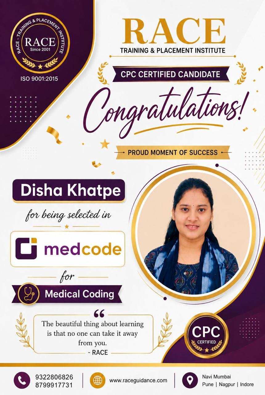 RACE student success story – medical coding and healthcare placement 2026